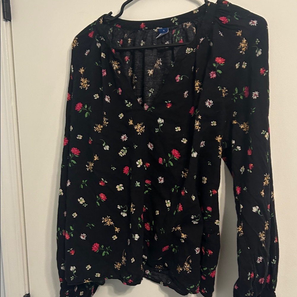 Old Navy Black Floral Blouse